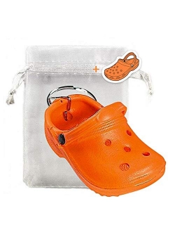 Mini Clog Shoe Keychain with Organza Gift Bag and Clog Sticker- 5" total size with ring - Choose Color