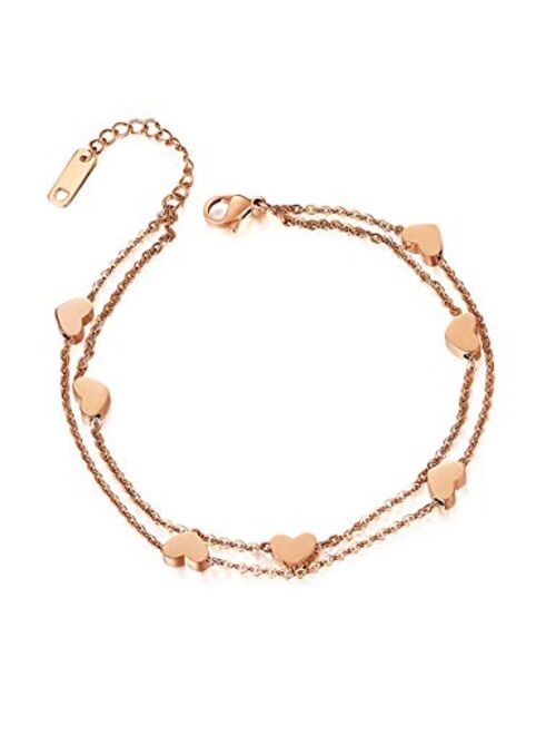 Download Buy Ceyiya Rose Gold Ankle Bracelets For Women Adjustable Dainty Layered Chains Heart Butterfly Anklets 18k Gold Plated Perfect For Teen Girls And Ladies Fashion Layered Online Topofstyle