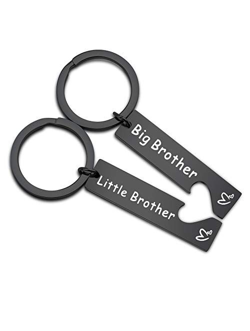 FEELMEM Big Sister Little Brother Sibling Matching Keyring Set Family Jewelry