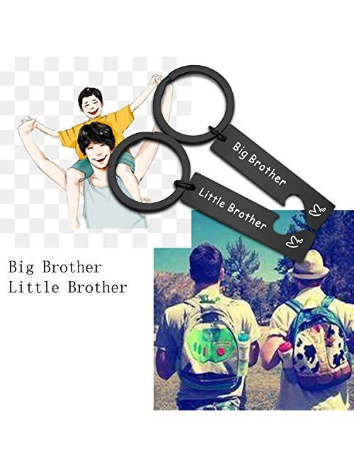 FEELMEM Big Sister Little Brother Sibling Matching Keyring Set Family Jewelry