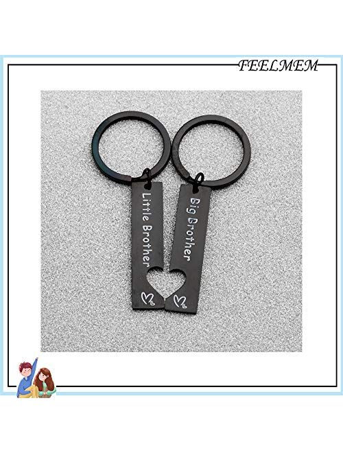 FEELMEM Big Sister Little Brother Sibling Matching Keyring Set Family Jewelry