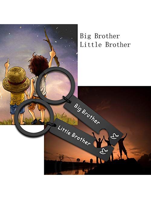 FEELMEM Big Sister Little Brother Sibling Matching Keyring Set Family Jewelry