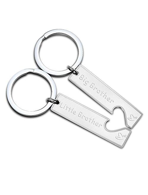 FEELMEM Big Sister Little Brother Sibling Matching Keyring Set Family Jewelry