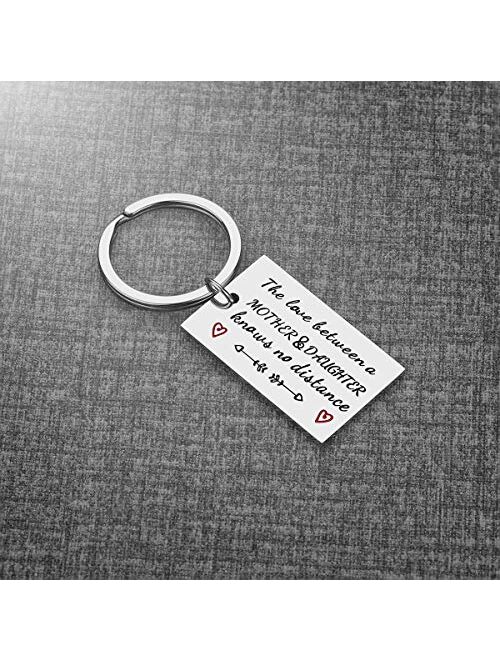 Mothers Day Gifts for Mom from Daughter - Mother Daughter Gifts, The Love Between A Mother and Daughter Knows No Distance Keychain, Mom Jewelry for Mother