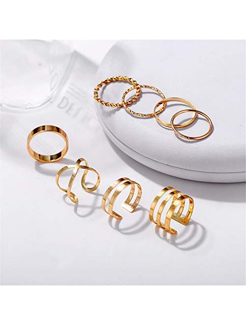 FINETOO 8 PCS Simple Knuckle Midi Ring Set Vintage Plated Gold/Silver for Women/Girl Finger Stackable Rings Set DIY Jewelry Gifts