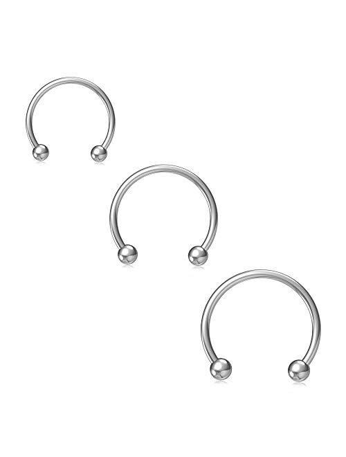 NZDLM Horseshoe Hoop Nose Rings Cartilage Earring Nose Septum Nose Nostril Stainless Steel Bull Nose Ring for Women Girls Men