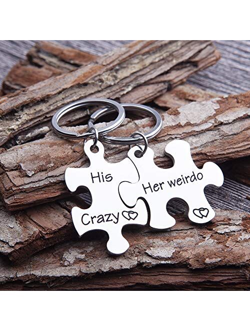 Couple Keychain Valentine's Day Gift Couple Gifts for Boyfriend and  Girlfriend His Crazy Her Weirdo Couple Keychain for Him and Her