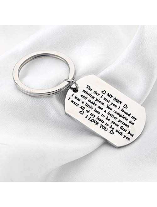 FUSTMW to My Man Keychain Husband Boyfriend Key Chain Gift I was a Little Late to Be Your First But I Want All of My Lasts to Be with You