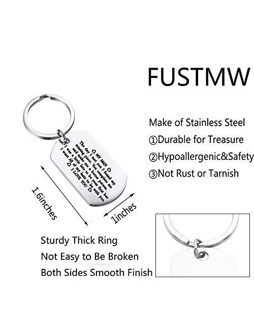 FUSTMW to My Man Keychain Husband Boyfriend Key Chain Gift I was a Little Late to Be Your First But I Want All of My Lasts to Be with You