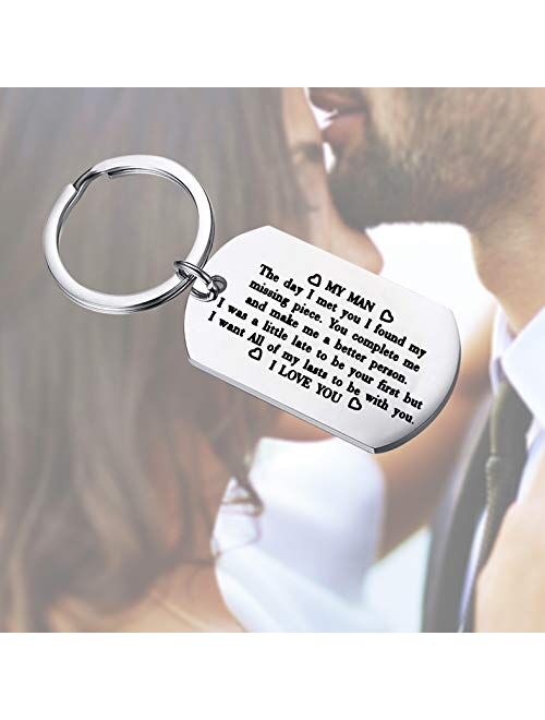 FUSTMW to My Man Keychain Husband Boyfriend Key Chain Gift I was a Little Late to Be Your First But I Want All of My Lasts to Be with You