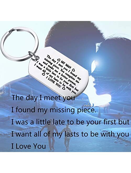 FUSTMW to My Man Keychain Husband Boyfriend Key Chain Gift I was a Little Late to Be Your First But I Want All of My Lasts to Be with You