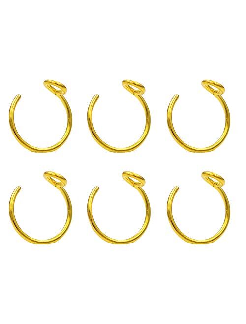 JOFUKIN 6pcs Fake Nose Ring 20G Faux Piercing Jewelry 8mm Face Nose Hoops Set for Unisex