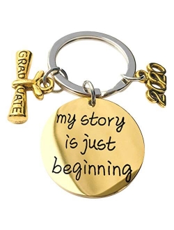 GloryMM 2020 My Story is just Beginning Key Chain Jewelry Charm Keychain Class of Graduation Gift for Her and Him