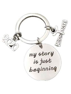 GloryMM 2020 My Story is just Beginning Key Chain Jewelry Charm Keychain Class of Graduation Gift for Her and Him