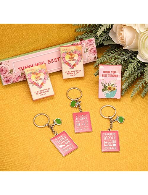 Teacher Gifts Keychains - 3 Pack Teacher Appreciation Gifts Keychains with 3 Giftboxs - Teacher Gifts from Student for Women Men Idea for Kids' Teachers / Preschool - Tea