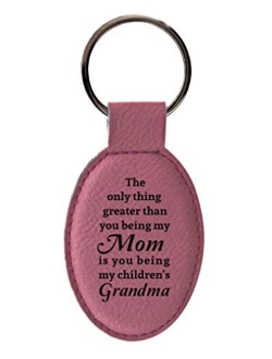 ThisWear The Only Thing Greater Than Mom Dad Uncle Grandma Grandpa Leatherette Oval Keychain Key Tag