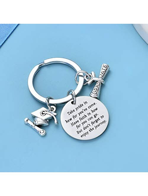 Graduation Gift Take Pride in How Far You Have Come Keychain Inspirational Letters Graduates Jewelry