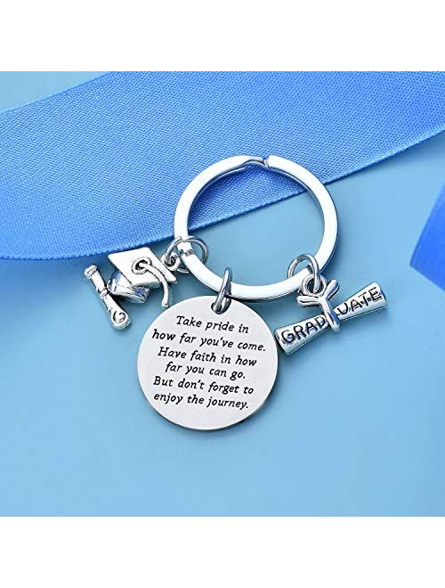 Graduation Gift Take Pride in How Far You Have Come Keychain Inspirational Letters Graduates Jewelry