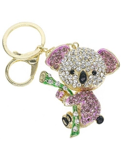 Cooplay Cute Lovely Koala Bear Animal Diamond Crystal Rhinestone Gold Crystal Keychain Charm Pendent Beautiful Accessories The Best Gift for Girl Women Purse Handbag Bag 