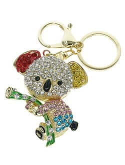 Cooplay Cute Lovely Koala Bear Animal Diamond Crystal Rhinestone Gold Crystal Keychain Charm Pendent Beautiful Accessories The Best Gift for Girl Women Purse Handbag Bag 