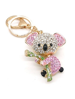 Cooplay Cute Lovely Koala Bear Animal Diamond Crystal Rhinestone Gold Crystal Keychain Charm Pendent Beautiful Accessories The Best Gift for Girl Women Purse Handbag Bag 