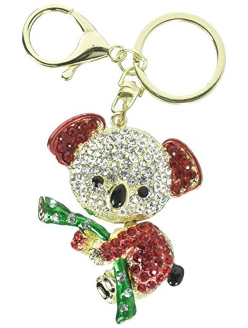 Cooplay Cute Lovely Koala Bear Animal Diamond Crystal Rhinestone Gold Crystal Keychain Charm Pendent Beautiful Accessories The Best Gift for Girl Women Purse Handbag Bag 