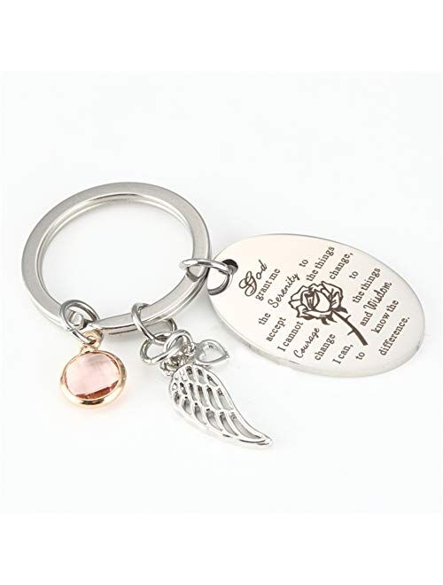 Bestwick Serenity Prayer Christian Keychains for Women Pray Stainless Steel Keychain Keyring Christmas Gifts