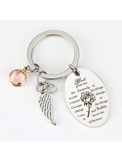 Bestwick Serenity Prayer Christian Keychains for Women Pray Stainless Steel Keychain Keyring Christmas Gifts