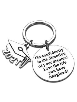 Graduation Gifts Keychain for Class 2021 Her Him Inspirational Gift Key Ring for Daughter Son Women Men Best Friend College Boys Girls Go Confidently in The Direction Of 