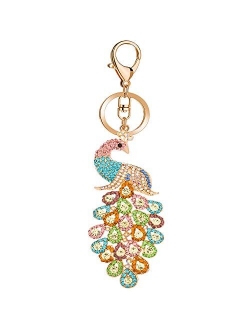 JOUDOO Peacock Keychain with Rhinestone for Bags or Purse GJ008