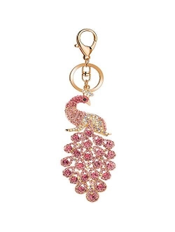 JOUDOO Peacock Keychain with Rhinestone for Bags or Purse GJ008