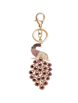 JOUDOO Peacock Keychain with Rhinestone for Bags or Purse GJ008