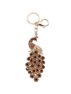 JOUDOO Peacock Keychain with Rhinestone for Bags or Purse GJ008