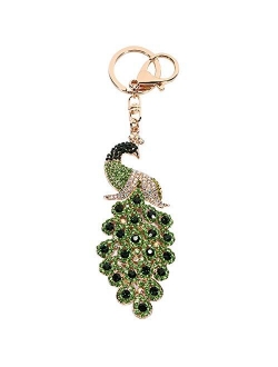 JOUDOO Peacock Keychain with Rhinestone for Bags or Purse GJ008