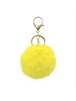 Real Sic Pom Pom Keychain - Faux Fur For Girls Women Backpack Purse Gift