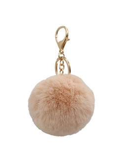 Real Sic Pom Pom Keychain - Faux Fur For Girls Women Backpack Purse Gift