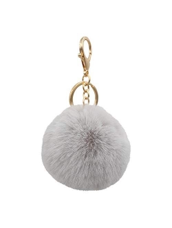 Real Sic Pom Pom Keychain - Faux Fur For Girls Women Backpack Purse Gift