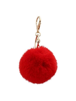 Real Sic Pom Pom Keychain - Faux Fur For Girls Women Backpack Purse Gift