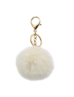 Real Sic Pom Pom Keychain - Faux Fur For Girls Women Backpack Purse Gift