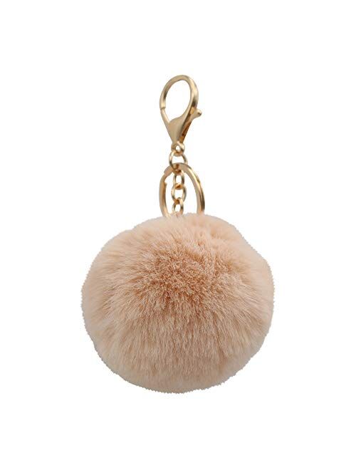 Real Sic Pom Pom Keychain - Faux Fur For Girls Women Backpack Purse Gift