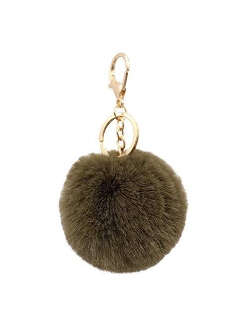 Real Sic Pom Pom Keychain - Faux Fur For Girls Women Backpack Purse Gift