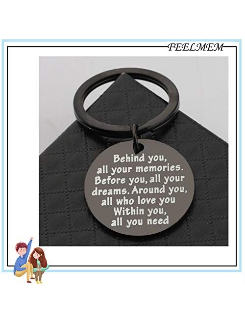 FEELMEM Graduation Gifts Behind You All Memories Before You All Your Dream Graduation Keychain Inspirational Graduates Gifts 2020, 2021