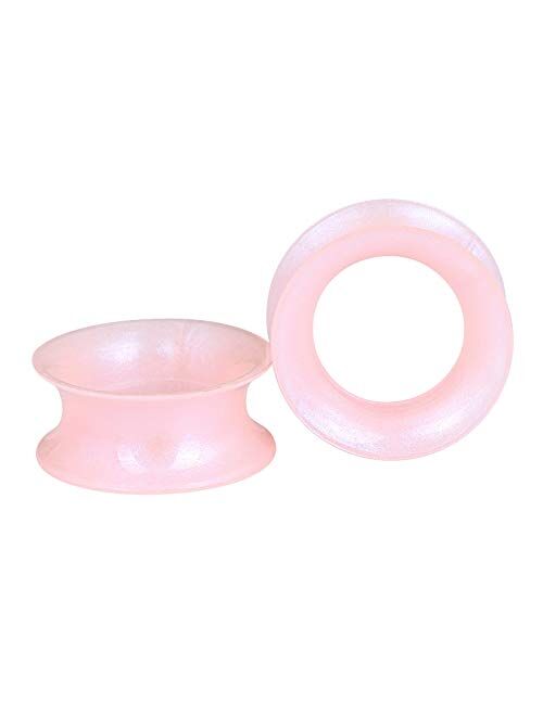 Oyaface 2 PC Extra Soft Silicone Flexible Ear Skin Tunnels Plugs Expanders Gauges Hollow Body Piercing 2G-3/4