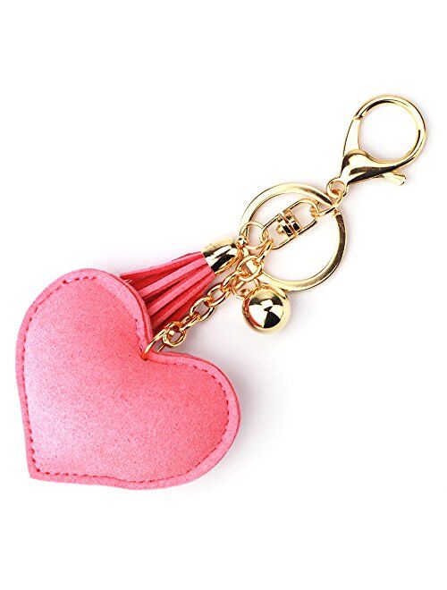 Elesa Miracle Girl Women Love Heart Tassel Keychain, Purse Bag Charm, Handbag Accessories, Car Key Chain