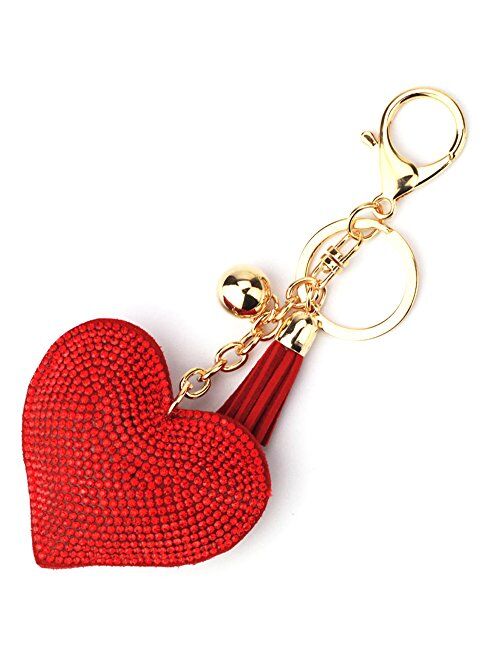 Elesa Miracle Girl Women Love Heart Tassel Keychain, Purse Bag Charm, Handbag Accessories, Car Key Chain