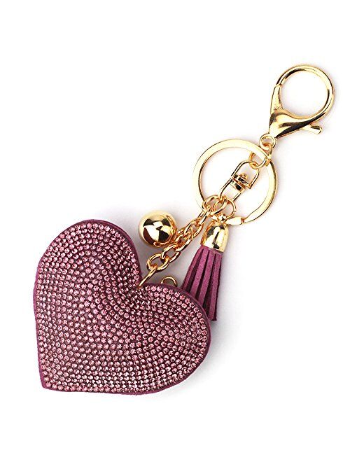 Elesa Miracle Girl Women Love Heart Tassel Keychain, Purse Bag Charm, Handbag Accessories, Car Key Chain