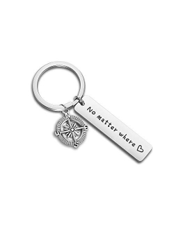 WUSUANED No Matter What Where When Compass Best Friend Keychain Set Long Distance Friendship Gift For Sister Best Friends