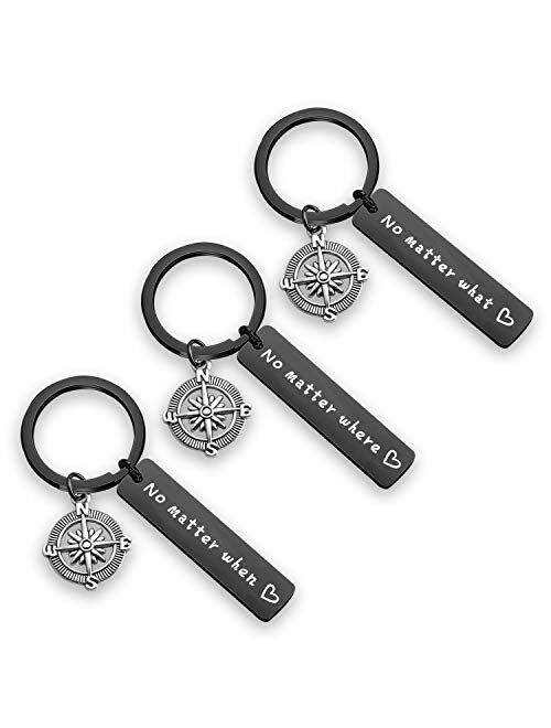 WUSUANED No Matter What Where When Compass Best Friend Keychain Set Long Distance Friendship Gift For Sister Best Friends