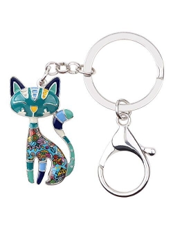 Enamel Alloy Chain Cat Key Chains For Women Car Purse Handbag Charms