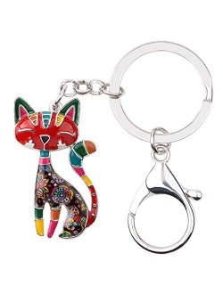 Enamel Alloy Chain Cat Key Chains For Women Car Purse Handbag Charms